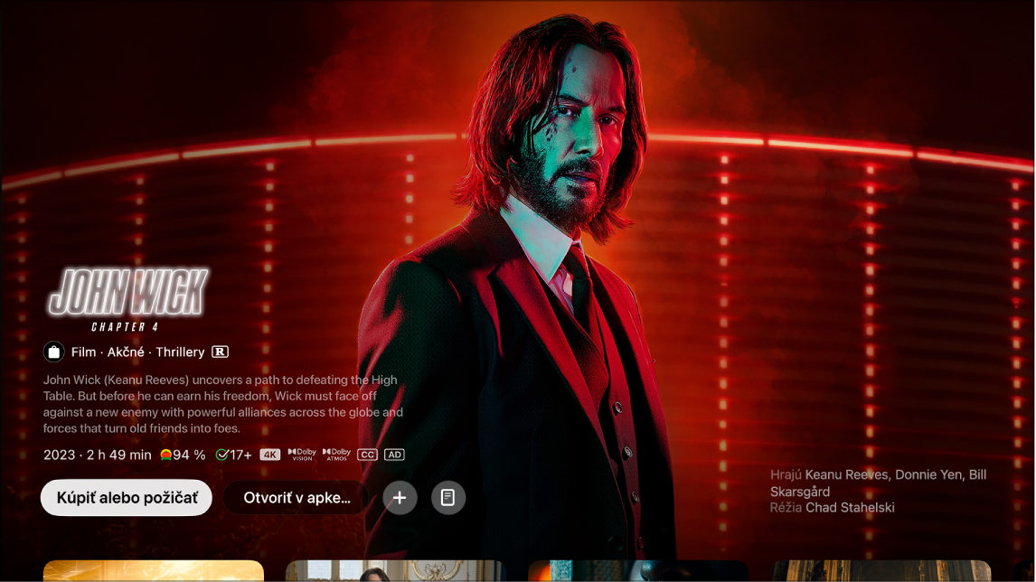 Obrazovka Informácie o filme