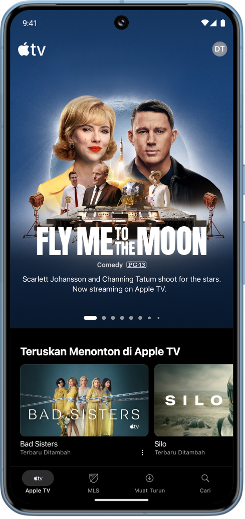 Peranti Android menunjukkan app Apple TV