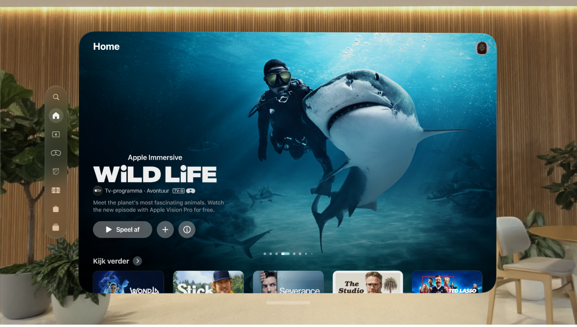 De Apple TV-app op een Apple Vision Pro