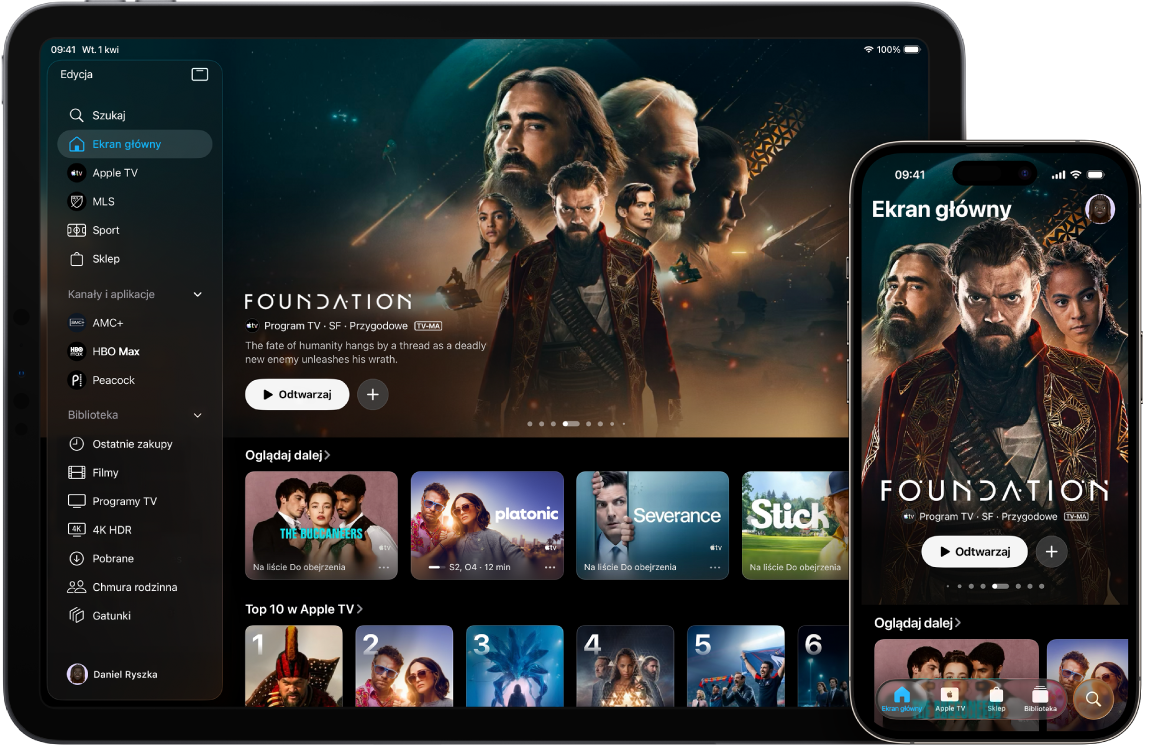 iPad oraz iPhone z aplikacją Apple TV