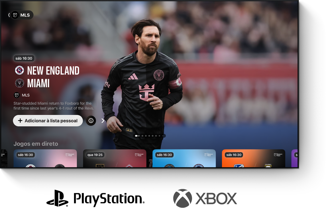 Aplicação Apple TV mostrada numa TV