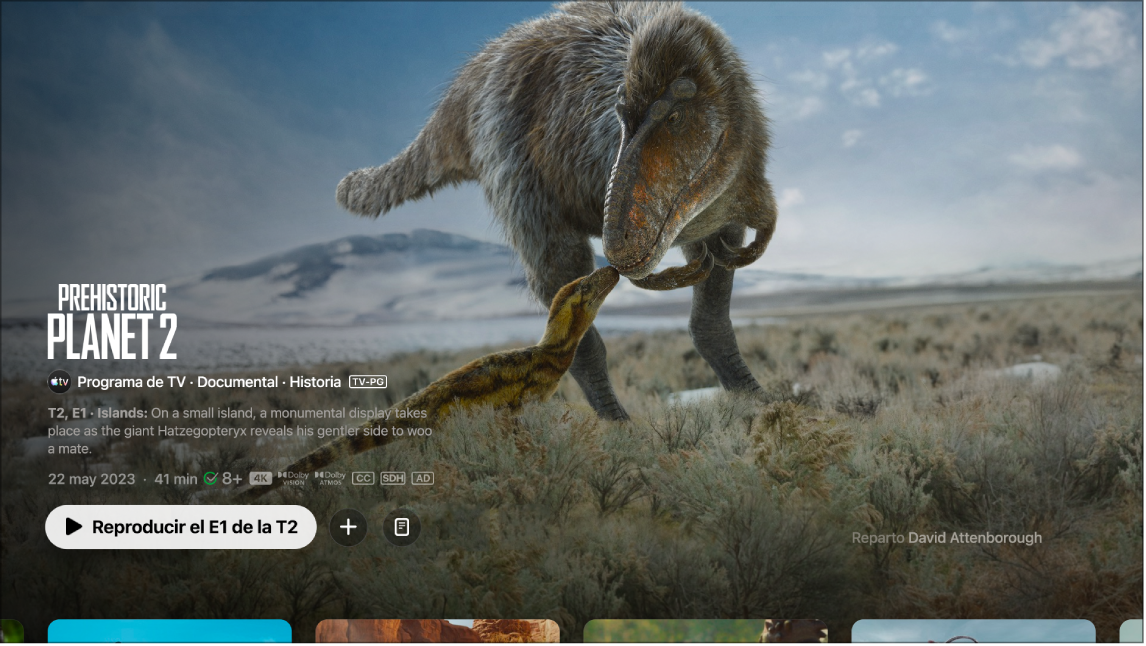 Pantalla de información de un programa de TV