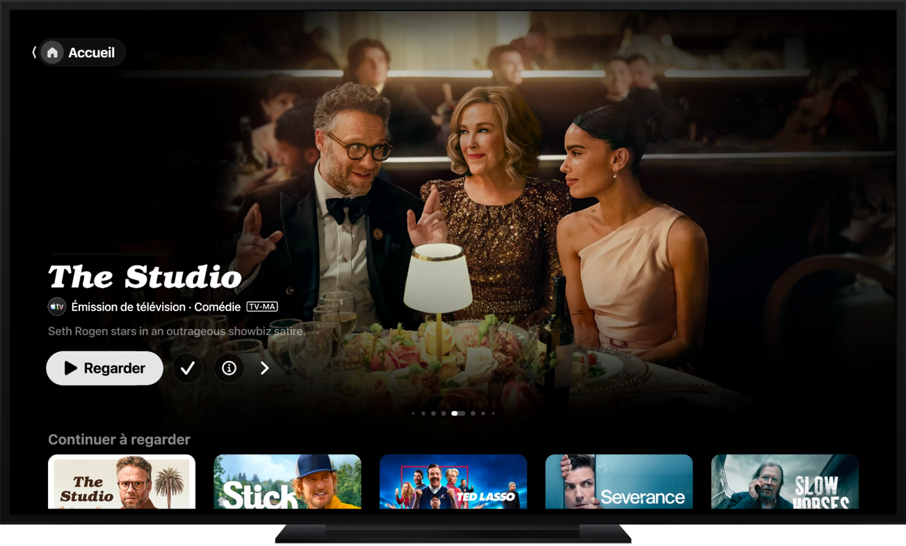 App Apple TV telle qu’elle s’affiche sur une télévision