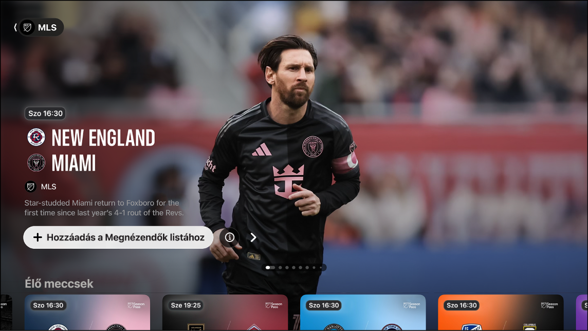 Az MLS Season Passt megjelenítő képernyő