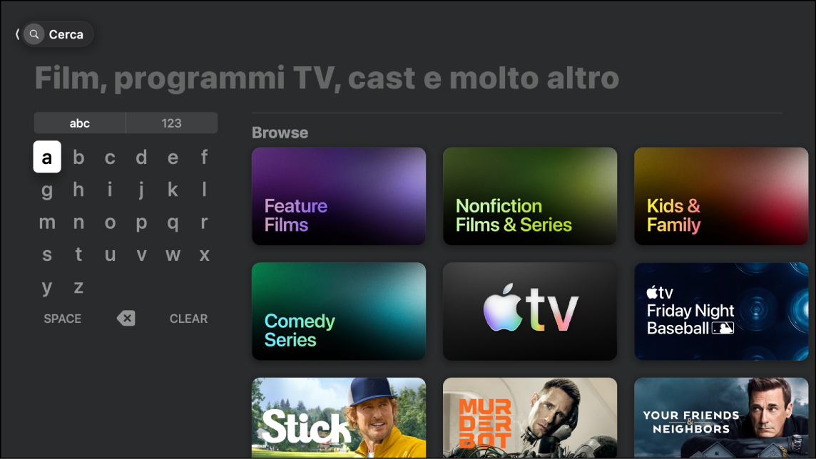 Schermata che mostra Cerca