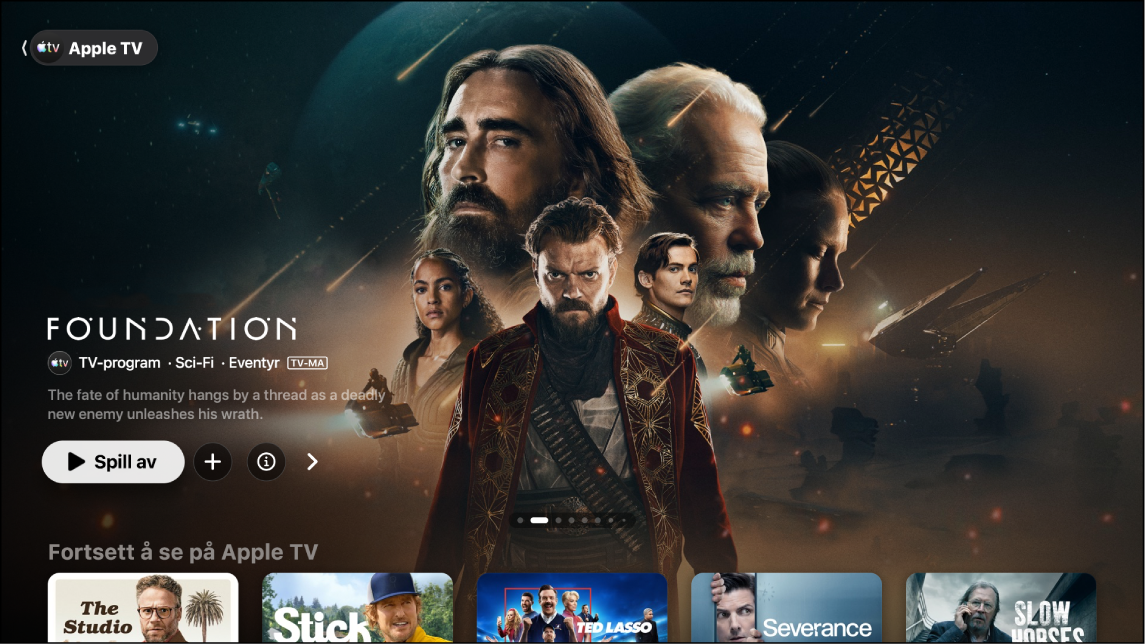 En skjerm som viser Apple TV-appen
