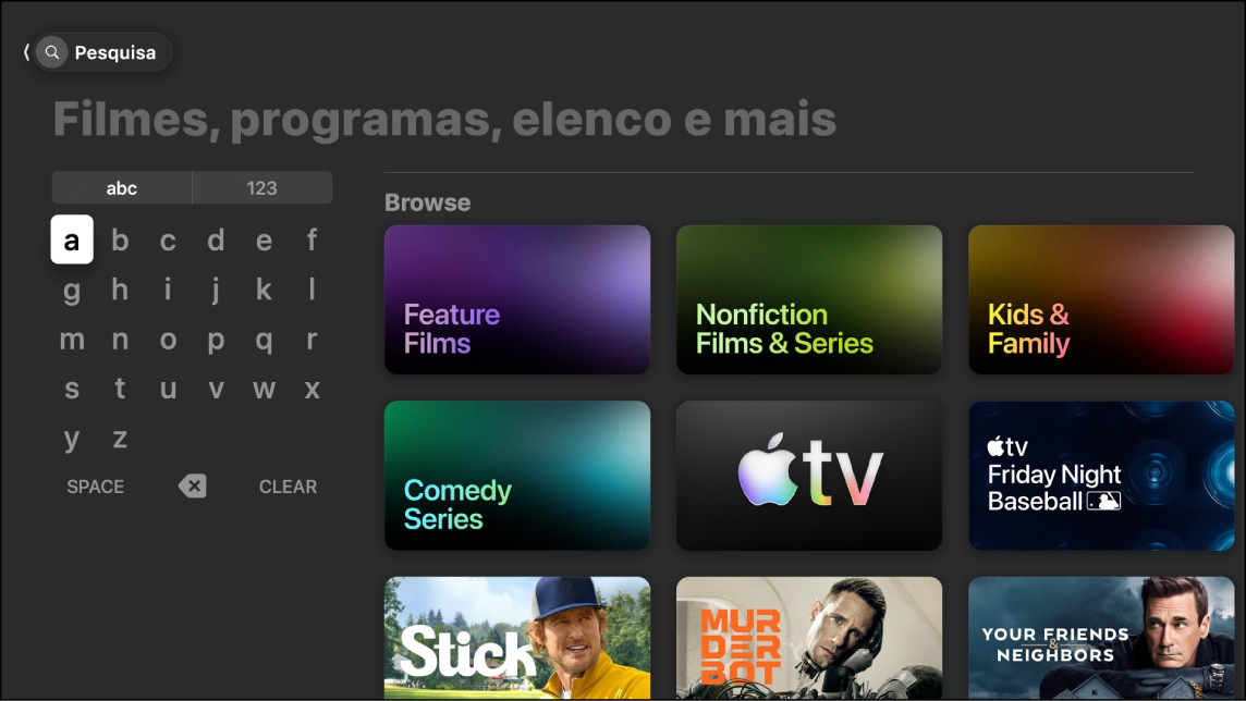 Ecrã a mostrar a pesquisa