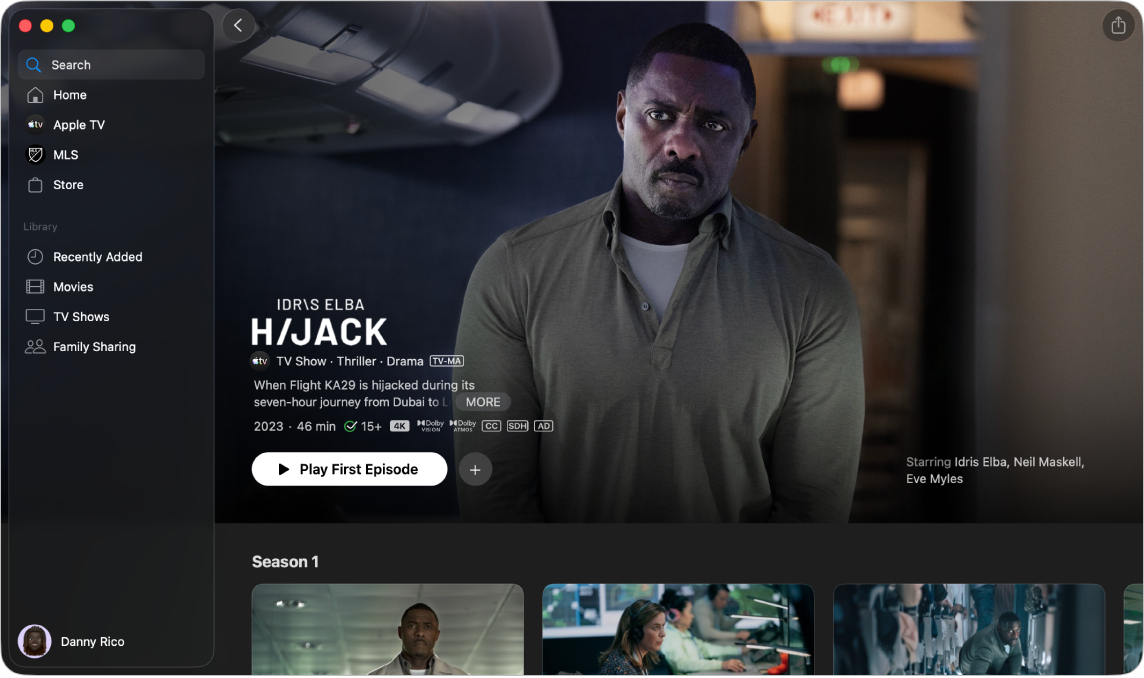 The Apple TV app showing more information about an Apple TV programme.