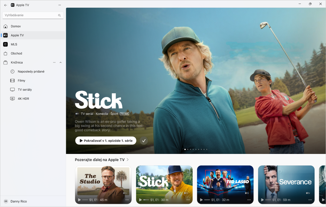 V apke Apple TV je otvorená časť Apple TV.