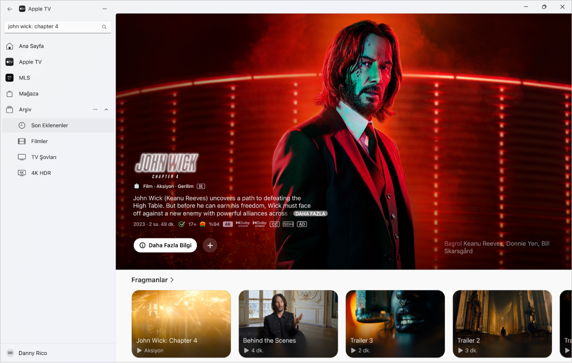 Apple TV uygulaması, Apple TV Mağazası’ndaki bir film hakkında daha fazla bilgi gösteriyor.
