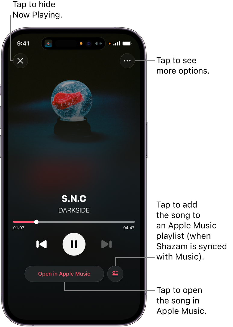 Now Playing screen controls