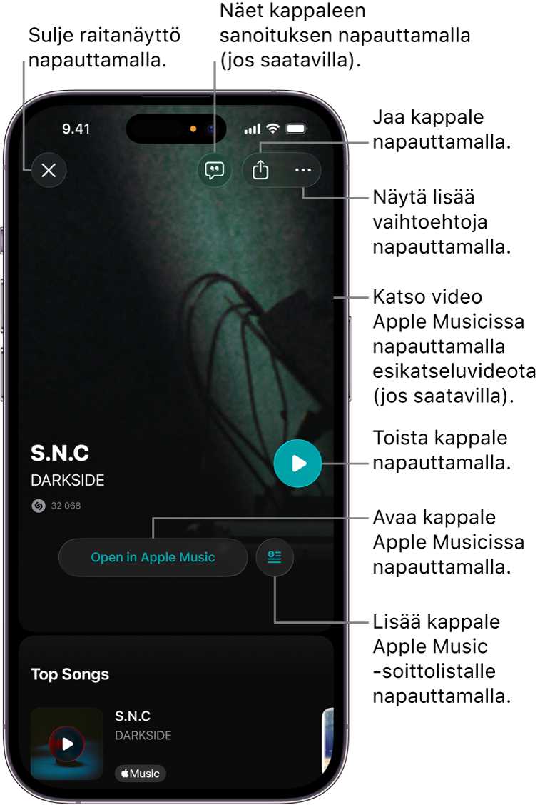 iPhonen kappalenäytön säätimet