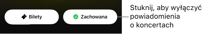 Aktywny przycisk Zachowaj (z ikoną zaznaczenia) w przewodniku koncertowym w aplikacji Shazam