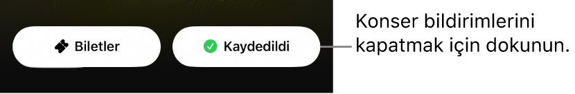 Shazam uygulaması Konser Rehberi’nde etkin Kaydet düğmesi (onay işaretli)