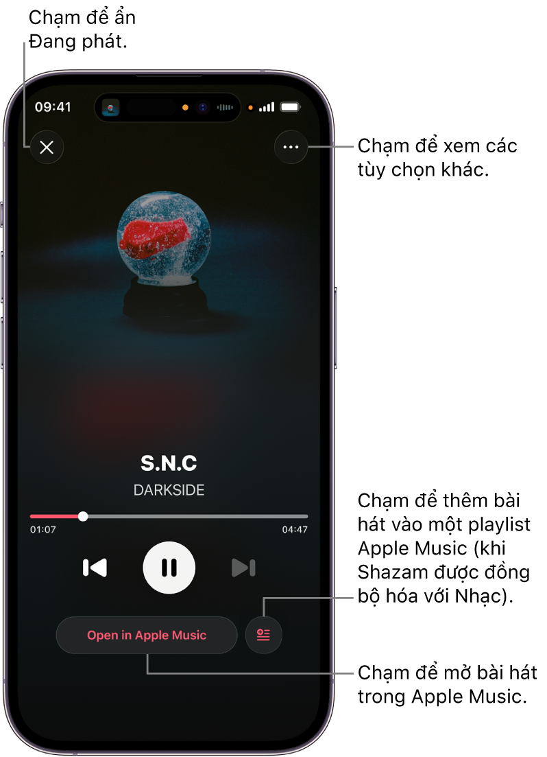 Các điều khiển trong màn hình Đang phát