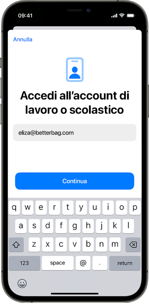 Uno schermo di un iPhone che mostra l’interfaccia di registrazione dell’utente.