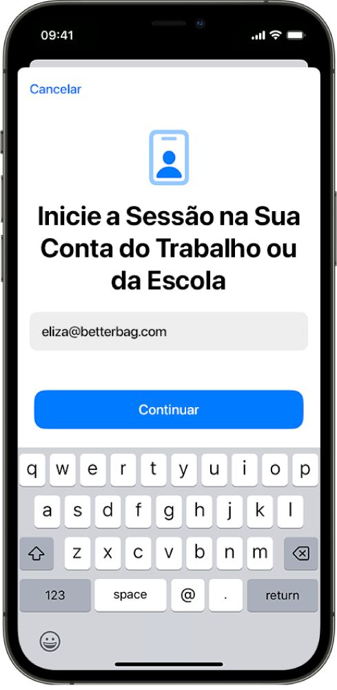 A tela de um iPhone mostrando a interface de Registro de Usuário.