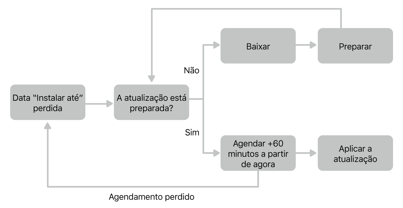 Diagrama de fluxo de atualização de software.