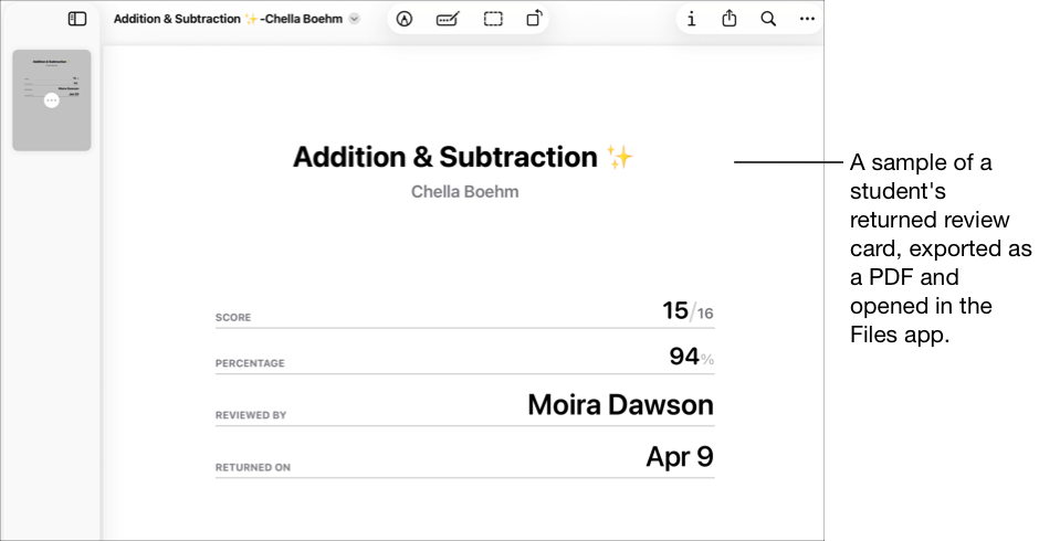 Esimerkki opiskelijan palautetusta tarkastuskortista.