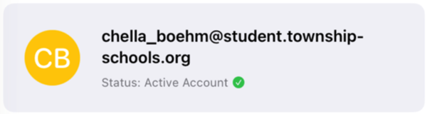 Voorbeeldweergave van de accountgegevens en -status van een leerling (actieve account).