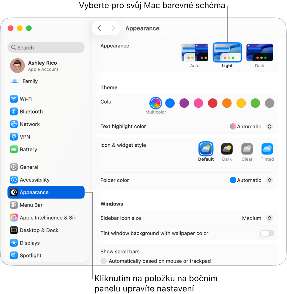 Okno Nastavení systému