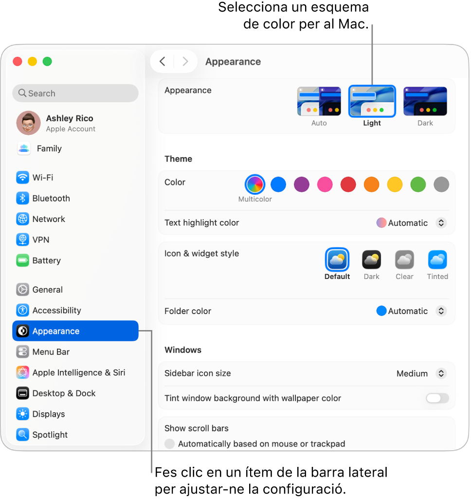La finestra de la configuració del sistema.