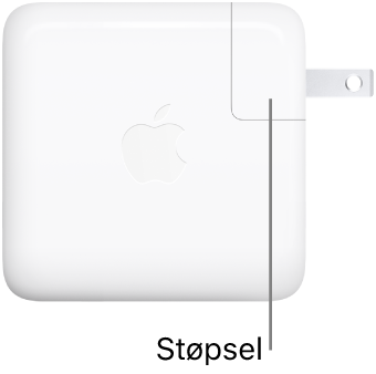 USB-C-strømforsyningsenheten på 70 W.