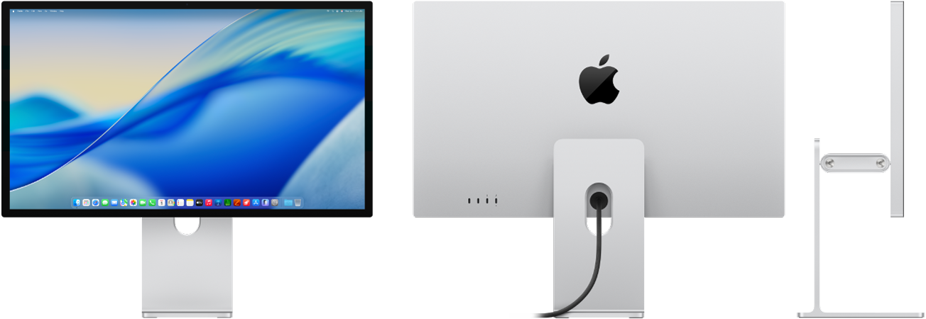 Vorderansicht, Rückansicht und Seitenansicht des Display XXX.