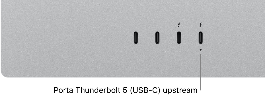 A porta Thunderbolt de envio do Studio Display XDR.