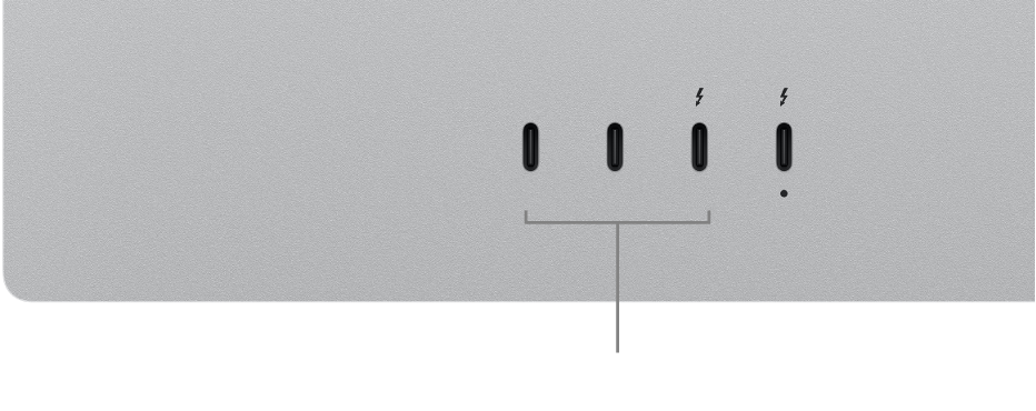 The downstream Thunderbolt and USB-C ports on your Studio Display.