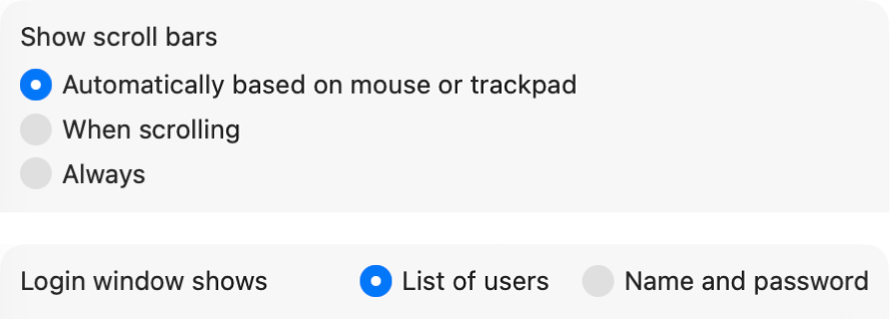 Radio buttons in macOS