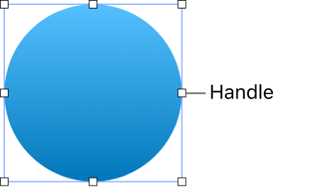 Handle on the edge of a selected object in macOS.