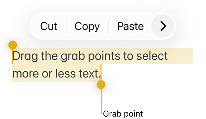 Example of grab points in iOS.