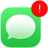 The Messages app icon with a badge with an exclamation point.