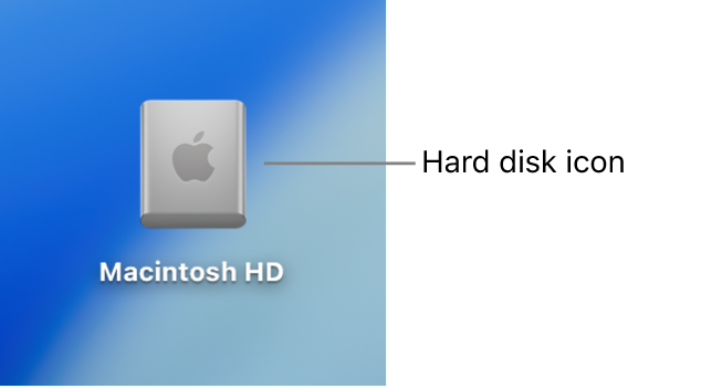 The Macintosh HD icon, an example of a macOS icon that doesn't act like a button.