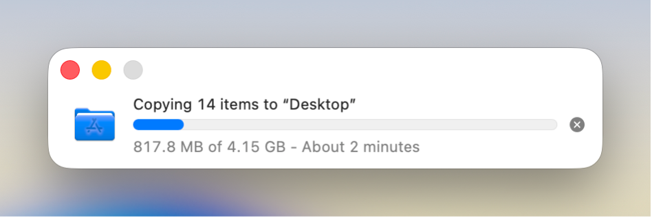 Progress indicator in macOS.