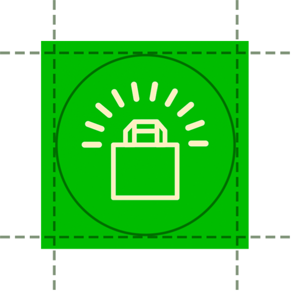 Logotipo de ejemplo con líneas de recorte.