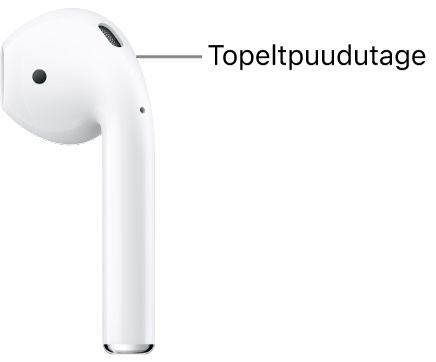AirPods 1 või 2 topeltpuudutamise asukoht varre ülaosas.