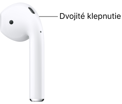 Miesto, kde treba dvakrát klepnúť na AirPodoch 1 a 2, na hornom okraji stopky.