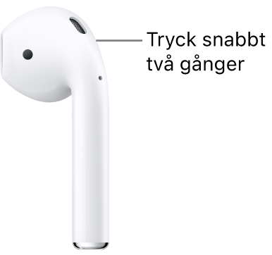 Du ska trycka snabbt två gånger högst upp på kanten av armen på AirPods 1 eller 2.