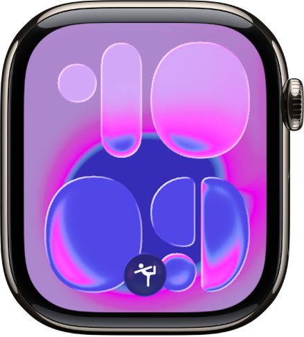 واجهة Apple Watch بها تلميح الحزمة المكدسة الذكية في منتصف الجزء السفلي.