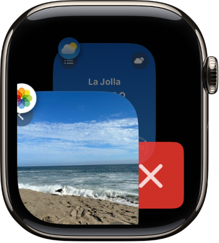 The App Switcher showing the Delete button on the right and a portion of an app on the left. Tap the Delete button to remove the app from the App Switcher.