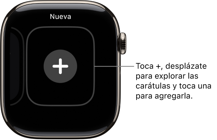 Pantalla de carátula nueva, con un botón “+” en medio. Toca para agregar una carátula nueva.