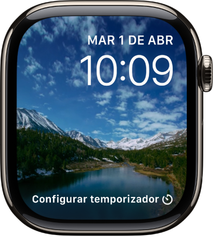 La carátula Cámara rápida mostrando un video en cámara rápida de un lugar pintoresco. En la parte inferior está la complicación Dirección.