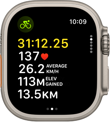Pooleliolev rattatreening näitab treeningu möödunud aega, pulssi, keskmist kiirust, tõusumeetreid ja kogudistantsi.