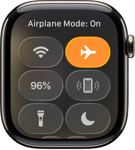 Le centre de contrôle avec le bouton du mode Avion en évidence qui indique que le mode Avion est activé.