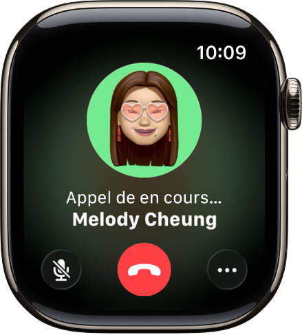 L’app Téléphone affichant des options pour un appel. Le bouton « Répondre sur l’iPhone » se trouve en haut et une réponse suggérée apparaît en dessous.