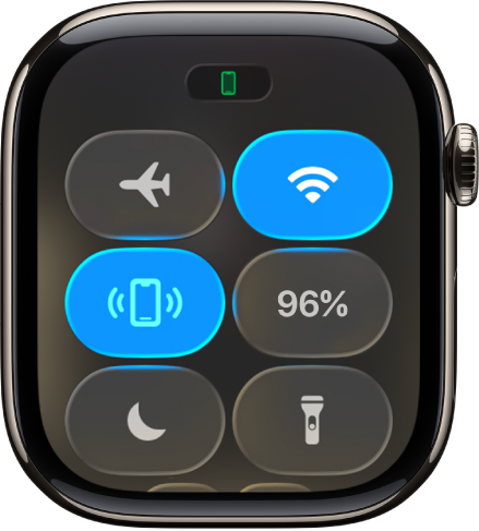 מרכז הבקרה, עם הכפתור ״שלח אות ל‑iPhone״ משמאל למעלה.