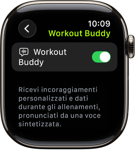 La schermata Workout Buddy nell’app Allenamento.