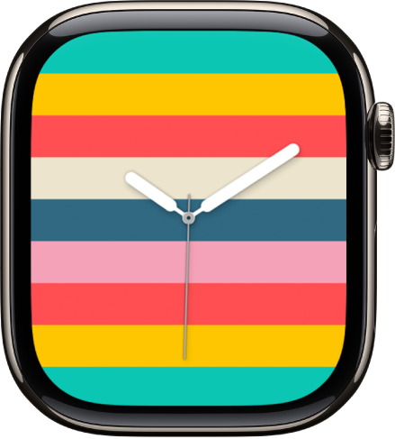 다양한 색상의 가로 줄무늬를 표시하는 스트라이프 시계 페이스.